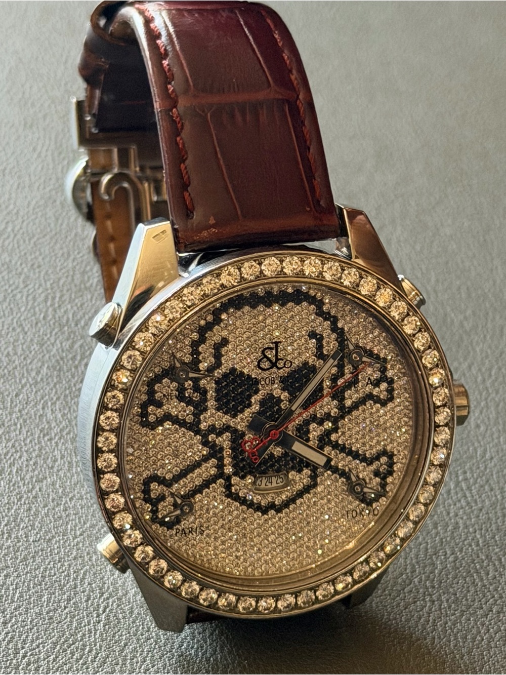 JACOB & CO. 5 time zone JC-SKULL7D skull design factory diamond GMT watch